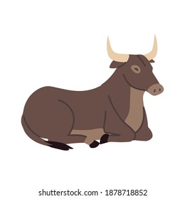 ox lies on the floor icon design on white background vector illustration