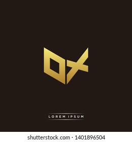 OX Logo Letter Initial Logo Designs Templete with Gold and Black Background