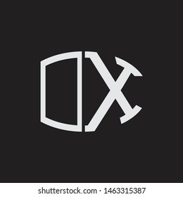 OX Logo letter oval monogram design template with black and white colors