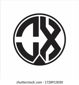 OX Logo monogram circle with piece ribbon style on white background