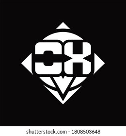 OX Logo monogram with circle shape and square rotate rounded design template on black background