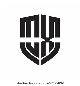 OX Logo monogram with emblem shield shape design isolated on white background