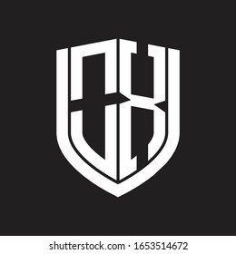 OX Logo monogram with emblem shield design isolated on black background