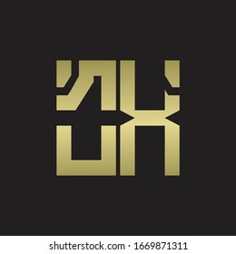 Logotipo OX con una plantilla de diseño en forma cuadrada con colores dorados