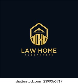 Logotipo inicial del monograma OX para lechones con diseño de hogar de forma