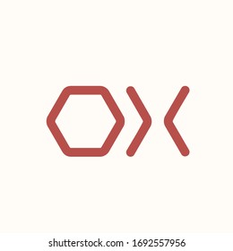 OX monogram logo.Typographic icon with geometric letter o and letter x. Lettering icon. Alphabet initials isolated on light fund.