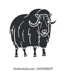 Ox Musk Icon Silhouette Illustration. Animals Vector Graphic Pictogram Symbol Clip Art. Doodle Sketch Black Sign.