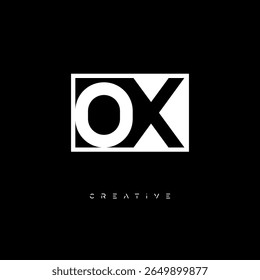 Monograma de espaço negativo OX - Logotipo de marca de letra preto e branco minimalista para branding criativo, identidade de moda e conceitos de design modernos

