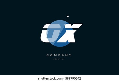 ox o x  blue circle dot big font alphabet company letter logo white design vector icon template 