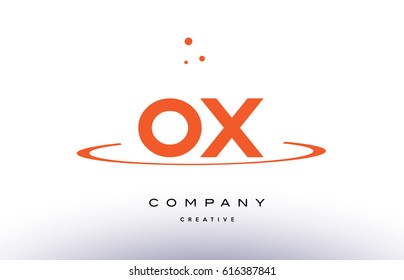 OX O X creative orange swoosh dots alphabet company letter logo design vector icon template