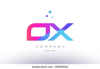 ox o x  creative pink purple blue modern dots creative alphabet gradient company letter logo design vector icon template