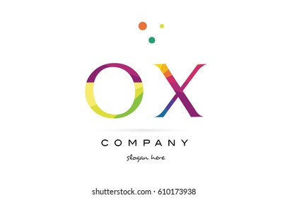 ox o x  creative rainbow colors colored alphabet company letter logo design vector icon template