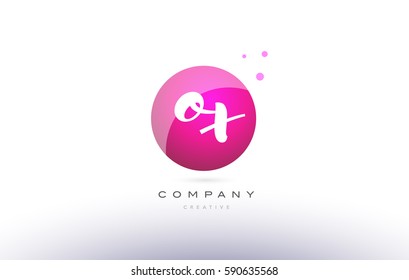 ox o x  sphere pink 3d alphabet company letter combination logo hand writting written design vector icon template 