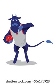 Ox playing basketball