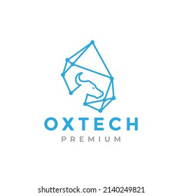 ox with polygonal line technology logo design, vector graphic symbol icon illustration creative idea
