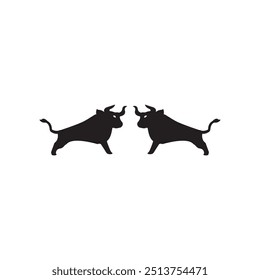 Ox silhouette isolated bulls icons. Vector illustration of a bull. 