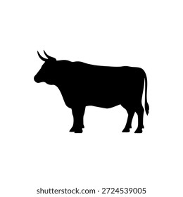 Diseño de ilustración plana de Vector de silueta de buey.