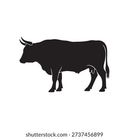 Ox silhouette vector flat illustration design on white back ground
