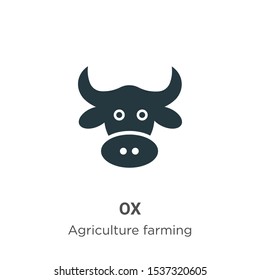 Ox vector icon on white background. Flat vector ox icon symbol sign from modern agriculture farming and gardening collection for mobile concept and web apps design.