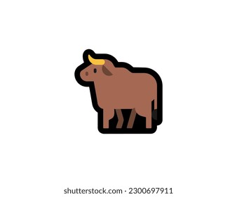 Ox vector icon on a white background. Bull, Oxen, Steer. Ox emoji illustration. Isolated bull vector emoticon