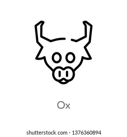 ox vector line icon. Simple element illustration. ox outline icon from farming concept. Can be used for web and mobile