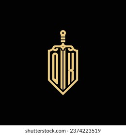 OX vintage shield and sword initial logo in high quality professional design that will print well across any print media