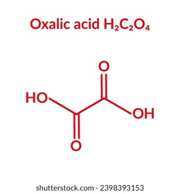 Oxalic acid molecular structure formula (H2C2O4), suitable for education or chemistry science content. Vector illustration