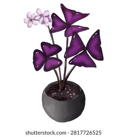 Oxalis Triangularis Flat Botanical Illustration for Garden, Home Decor, and Nature icon on white background