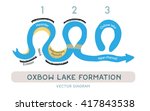 Oxbow lake formation, vector diagram