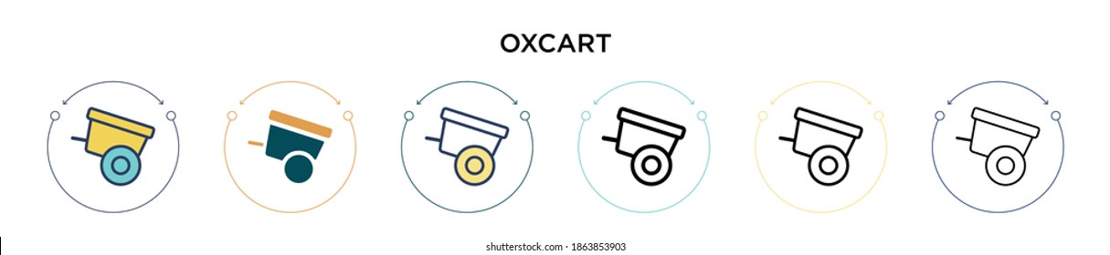 Oxcart icon in filled, thin line, outline and stroke style. Vector illustration of two colored and black oxcart vector icons designs can be used for mobile, ui, web