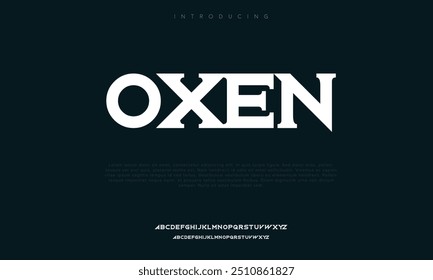 Oxen Modern font alphabet from segment line, minimal technology style letters, and numbers, vector illustration 10EPS