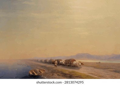 Oxen on the Isthmus - vector illustration