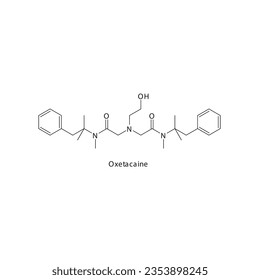 Oxetacaine flat skeletal molecular structure Local Anesthetic drug used in local anasthesia, pain treatment. Vector illustration.