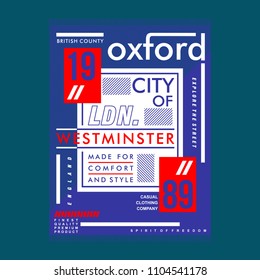 oxford city typography urban t shirt design,vector illustration art