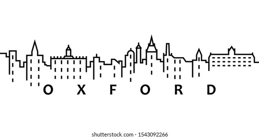 Oxford cityscape illustration. Simple line, outline vector of city landscape icons for ui and ux, website or mobile application on white background