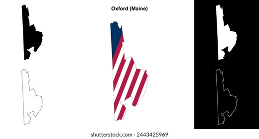 Oxford county (Maine) outline map set