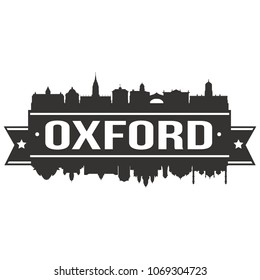 Oxford England Skyline Banner Vector Design Silhouette Art Stencil Illustration City.
