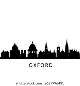 Oxford England Skyline Black Silhouette Cityscape.
