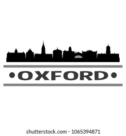 Oxford England Skyline Silhouette Stamp City Design Vector Art Template