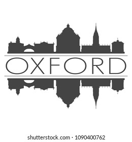 Oxford England Skyline Vector Art Mirror Silhouette Emblematic Buildings