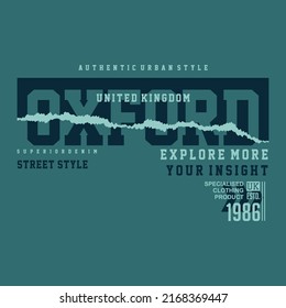 oxford lettering abstract graphic typography, fashion t shirt, design vector, for ready print, and other use