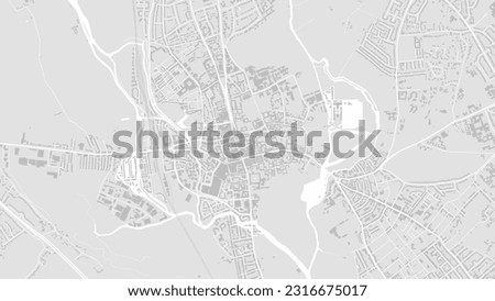 Oxford map, the UK. Background grey and white map with roads and railways, parks and rivers. Widescreen resolution.