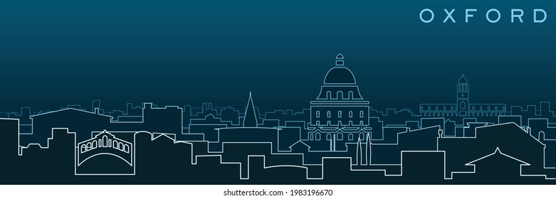 Oxford Multiple Lines Skyline and Landmarks