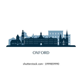 Oxford, horizonte de Ohio, silueta monocroma. Ilustración vectorial.