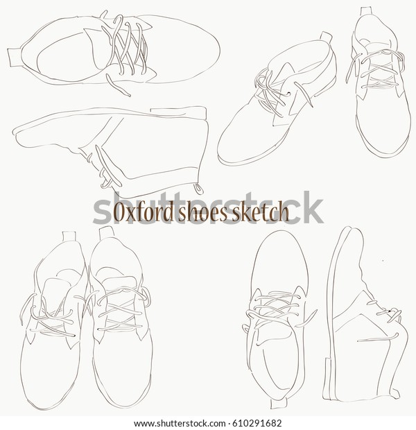 Oxford Shoes Sketch Stock Vector (Royalty Free) 610291682 | Shutterstock