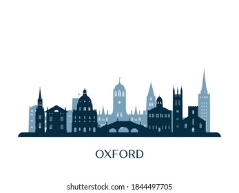 Oxford skyline, monochrome silhouette. Vector illustration.