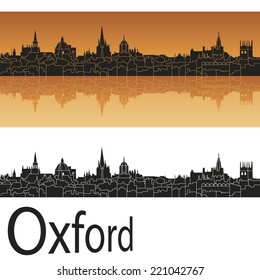 Oxford skyline in orange background in editable vector file
