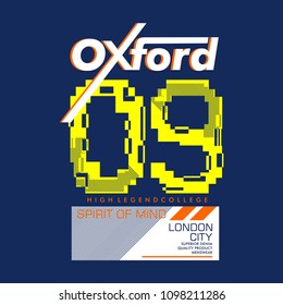 oxford typography graphic t shirt, vector illustration