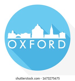 Oxford, UK Flat Icon. Skyline Silhouette Design. City Vector Art Famous Buildings.