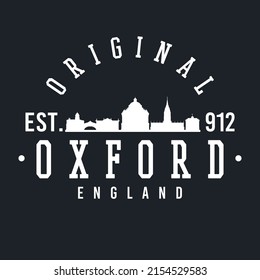 Oxford, UK Skyline Original. A Logotype Sports College and University Style. Illustration Design Vector City.